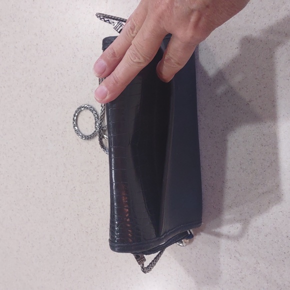 Brighton Black Leather Crocodile Embossed Crossbody Bag - Picture 4 of 16